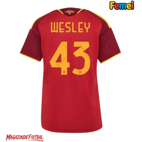 AS Roma Wesley Franca #43 Tricou Fotbal Replică 2026-27 Femei Acasa AS Roma Wesley Franca #43 Tricou Fotbal Replică 2026-27 Femei Acasa